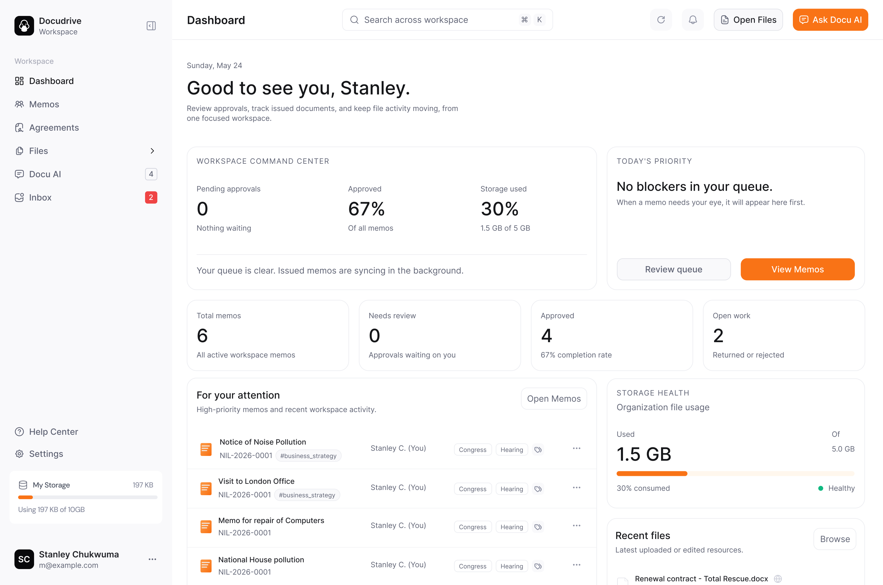 DocuDrive dashboard preview